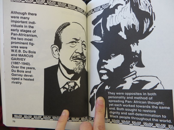 photograph of black and white illustrations inside the book
